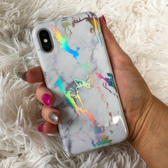 Accessories - NWT White Holo Marble Case